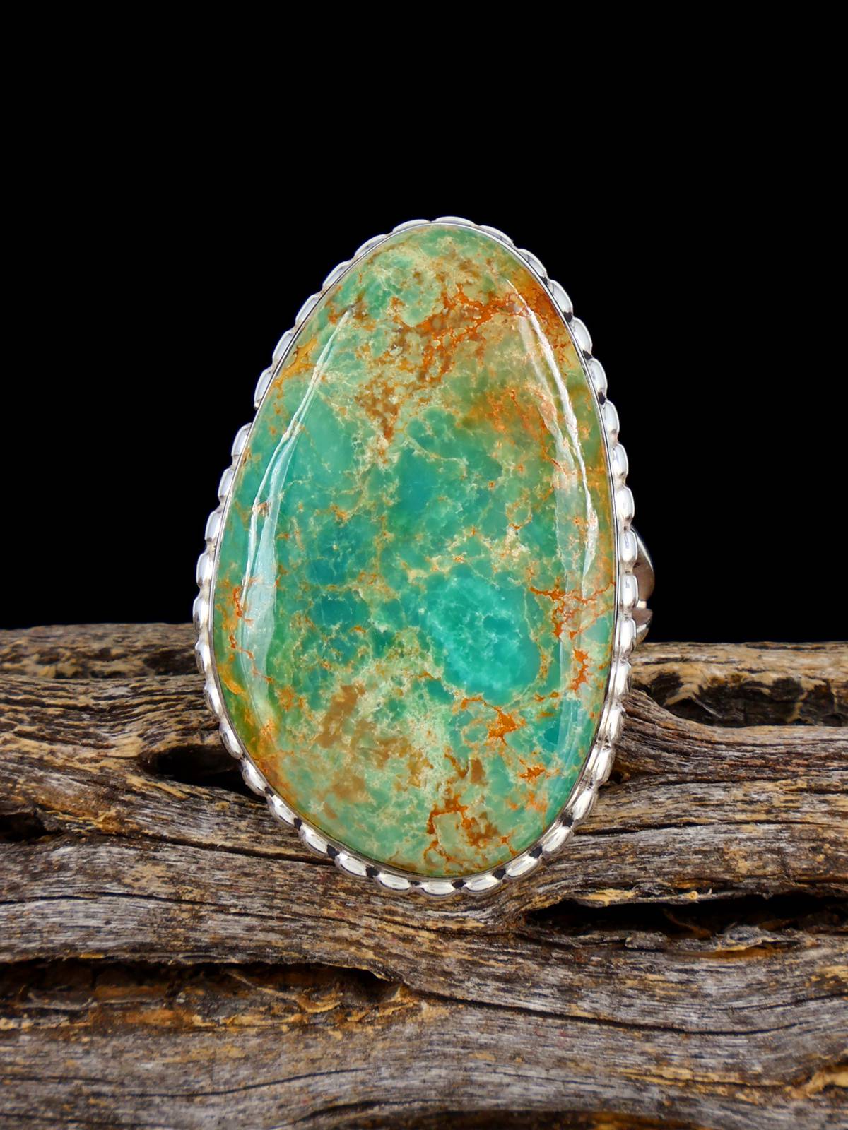Navajo Pilot Mountain Turquoise Ring, Size 8