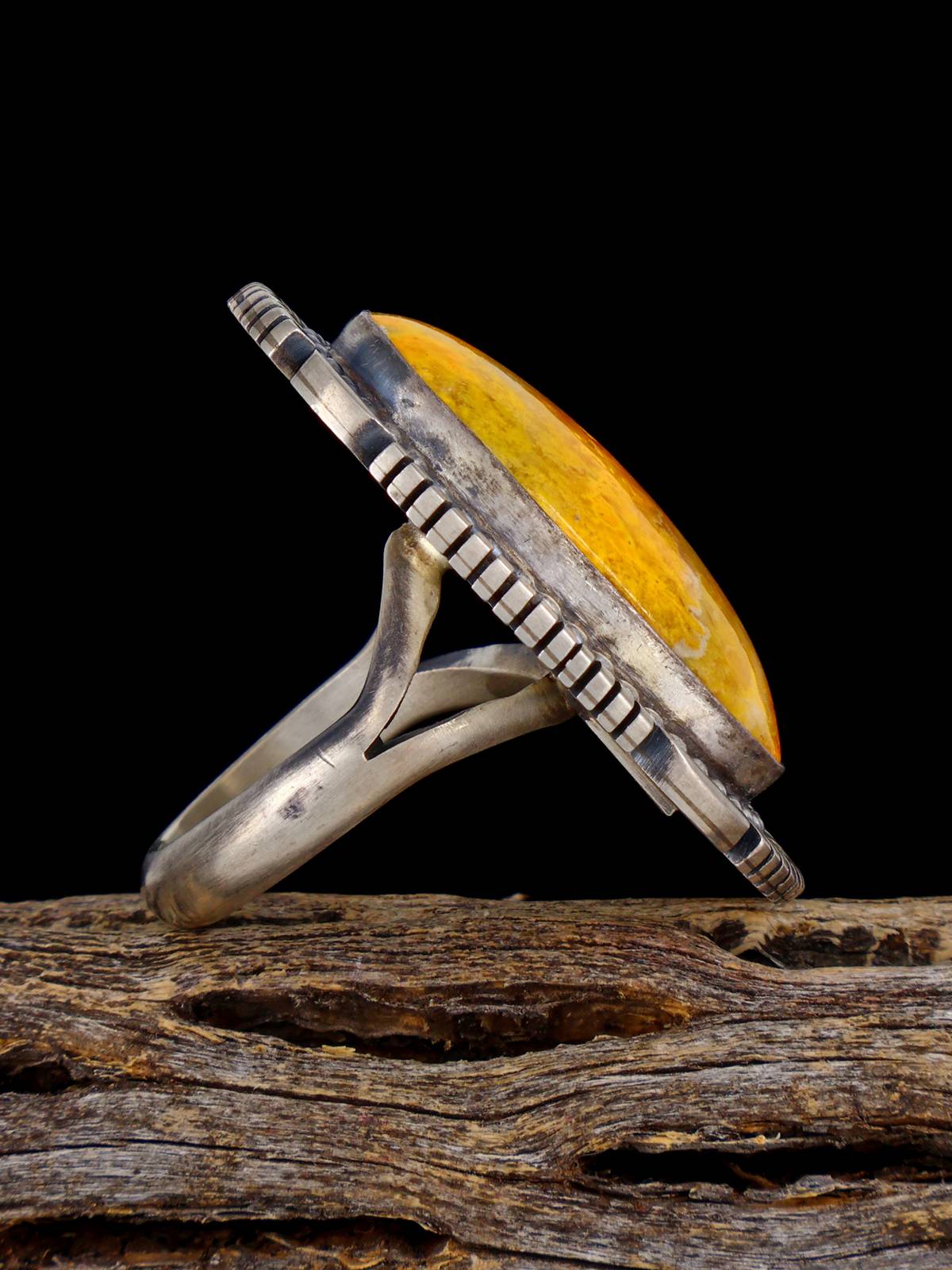 Navajo Sterling Silver Bumblebee Jasper Ring, Size 7