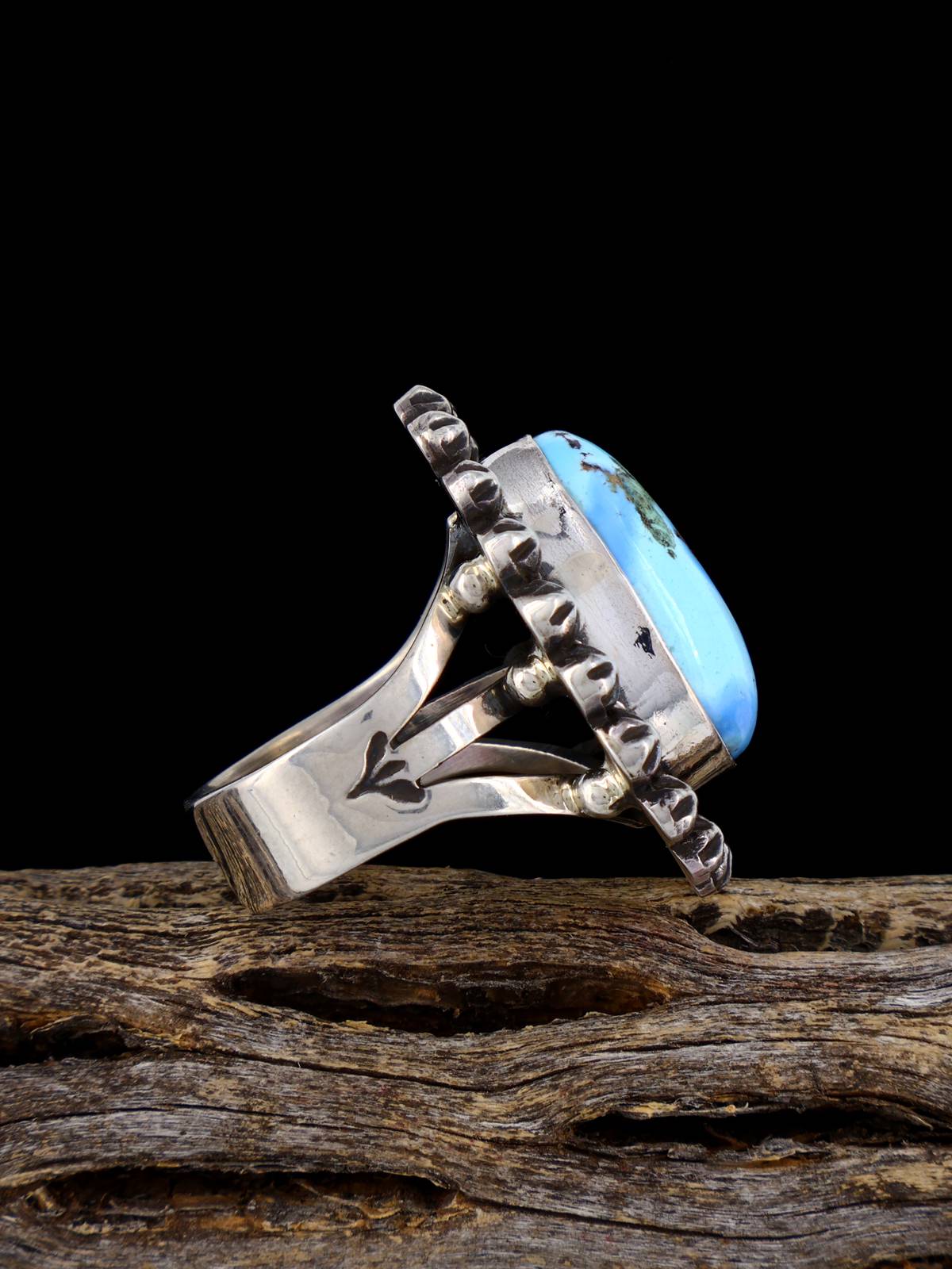 Anillo de plata de ley con turquesa de Golden Hill, tamaño 7 1/2