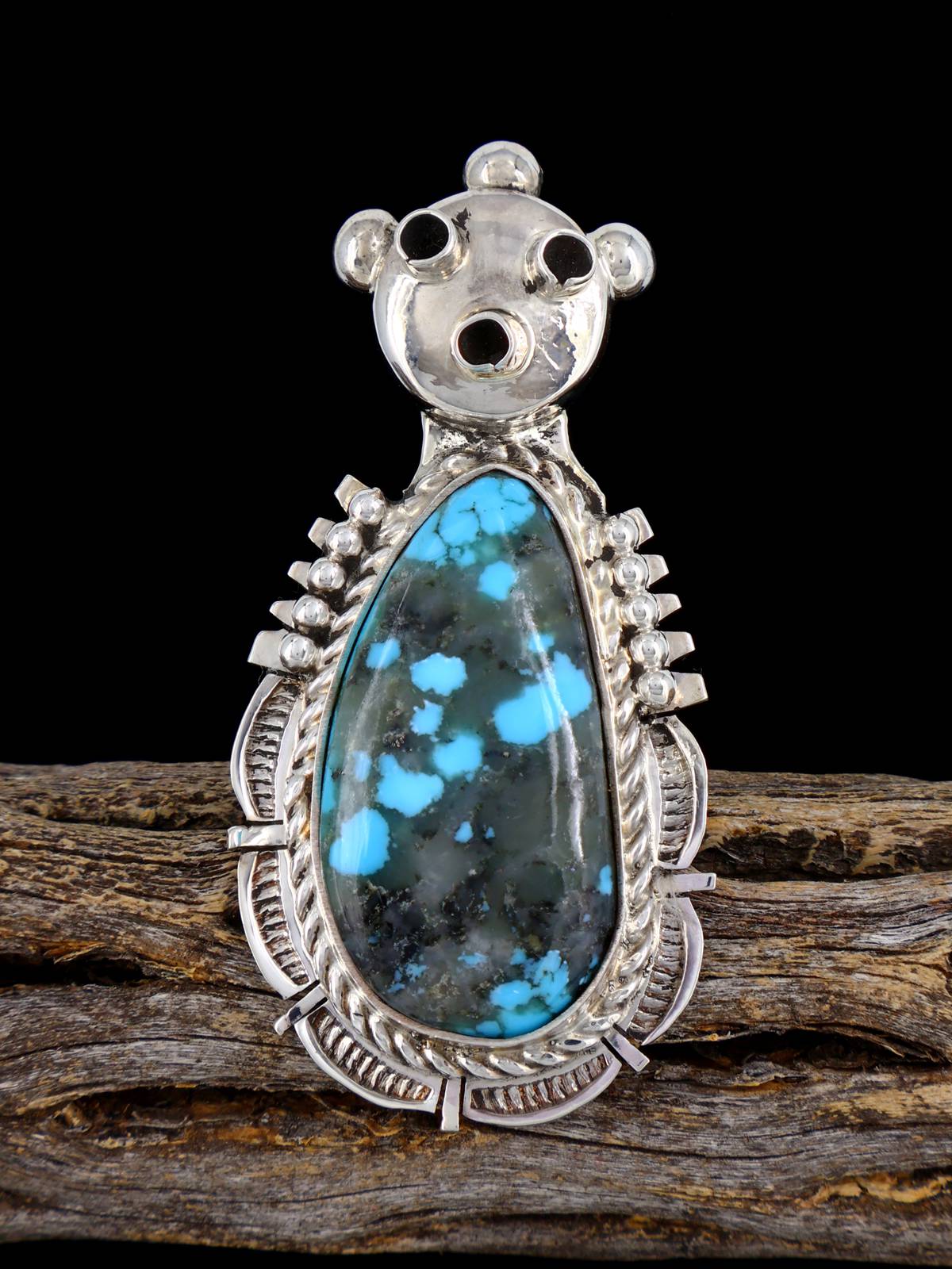 Navajo Turquoise Mudhead Kachina Bague, Taille 7 1/2