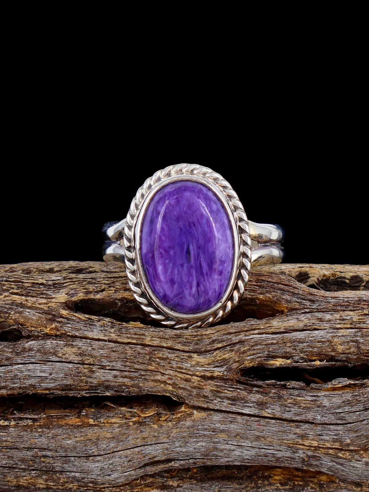 Navajo Sterling Silver Charoite Ring, Size 8 1/2