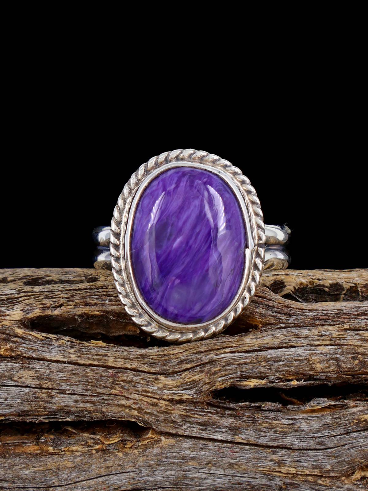 Navajo Sterling Silver Charoite Ring, Size 8 1/2