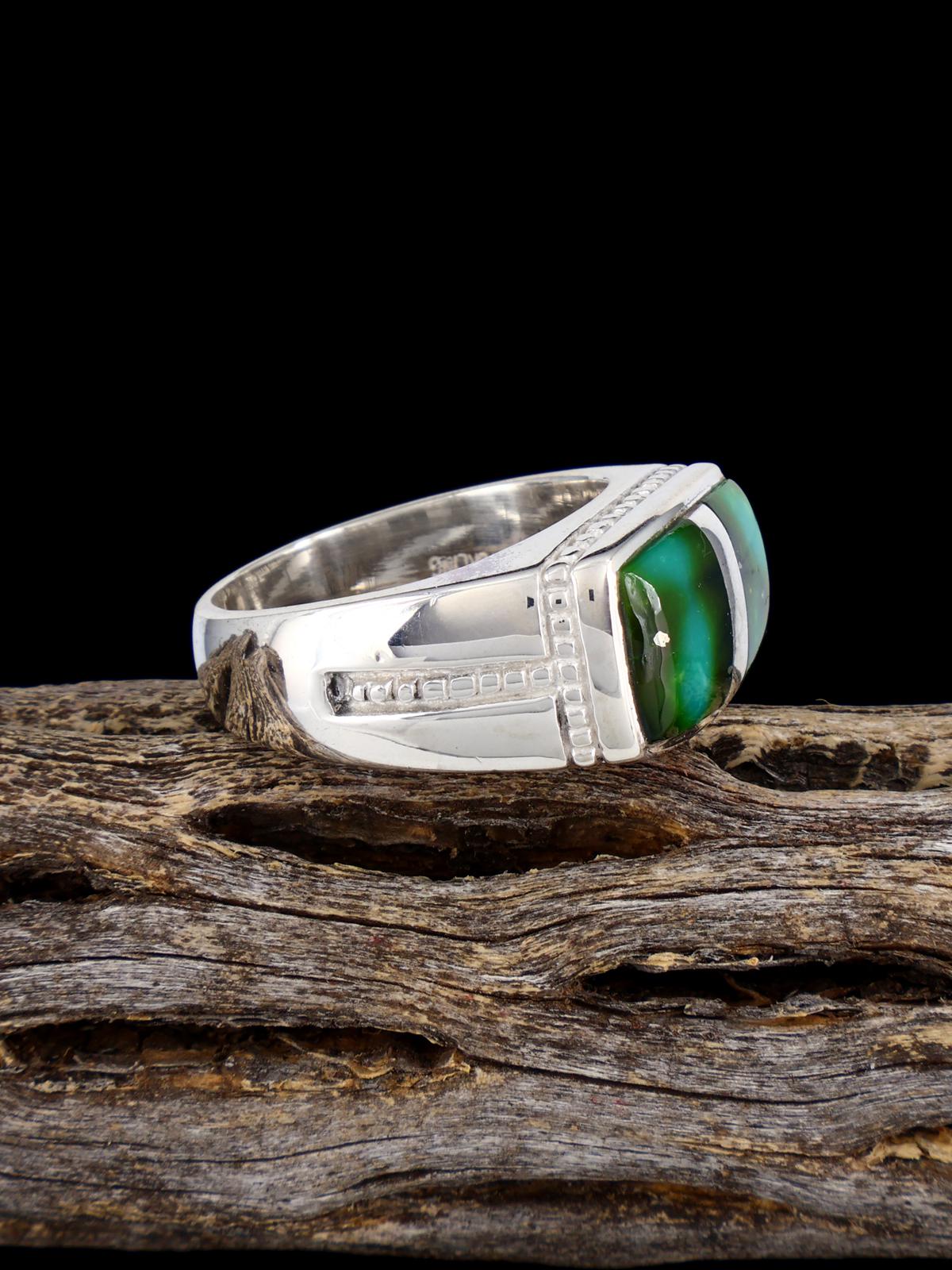 Navajo Sonoran Gold Turquoise Inlay Ring, Size 9 - PuebloDirect.com