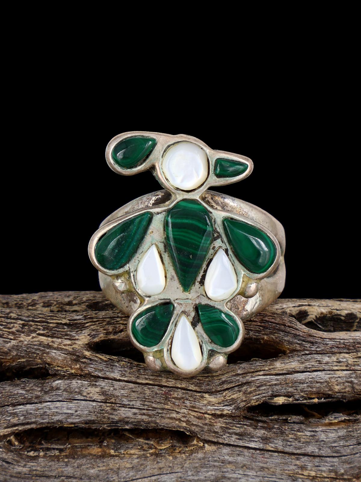 Estate Sterling Silver Thunderbird Inlay Ring, Size 10 - PuebloDirect.com