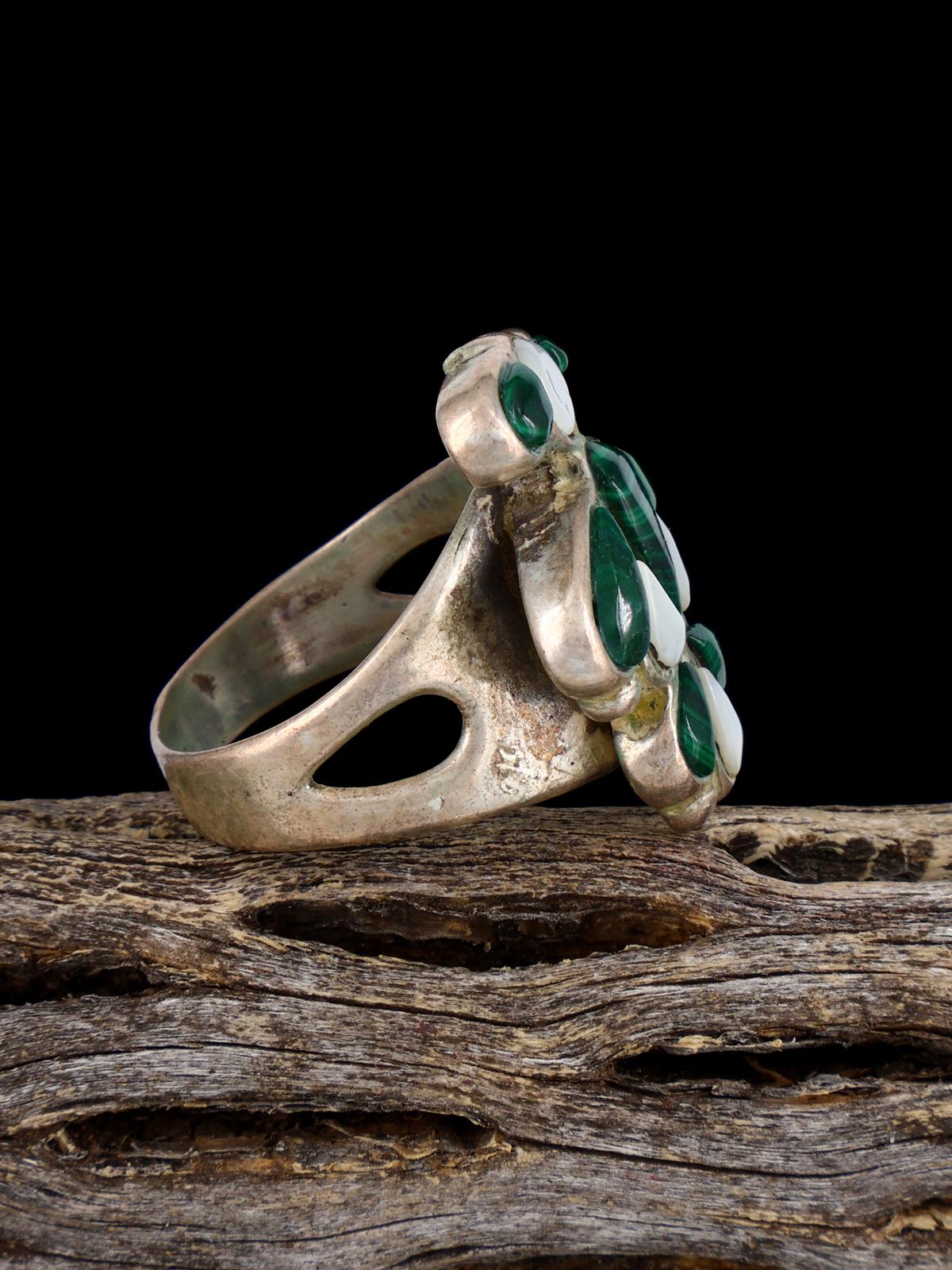 Estate Sterling Silver Thunderbird Inlay Ring, Size 10 - PuebloDirect.com