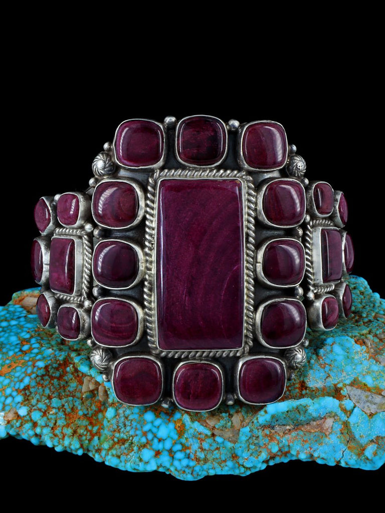 Native American Jewelry Sterling Silver Spiny Oyster Cuff Bracelet - PuebloDirect.com