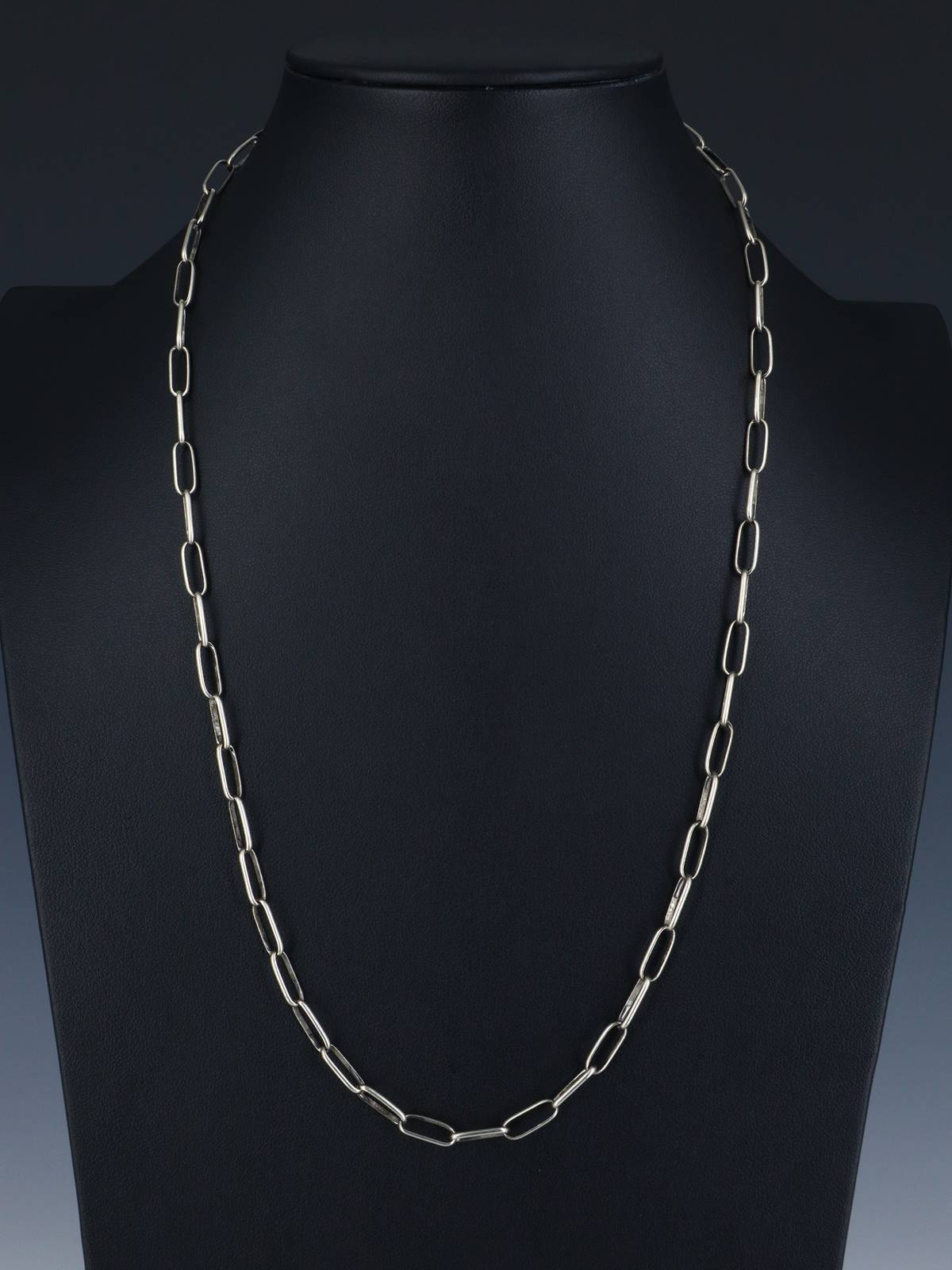 24" Handmade Sterling Silver Link Chain Necklace - PuebloDirect.com