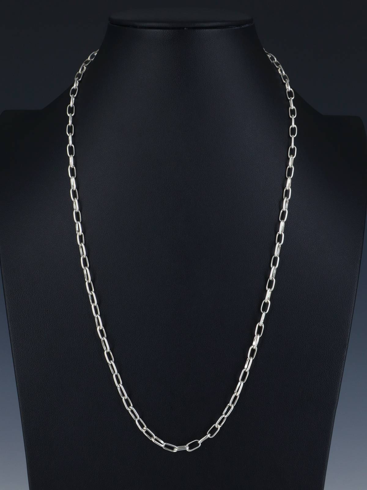 24" Handmade Sterling Silver Link Chain Necklace - PuebloDirect.com