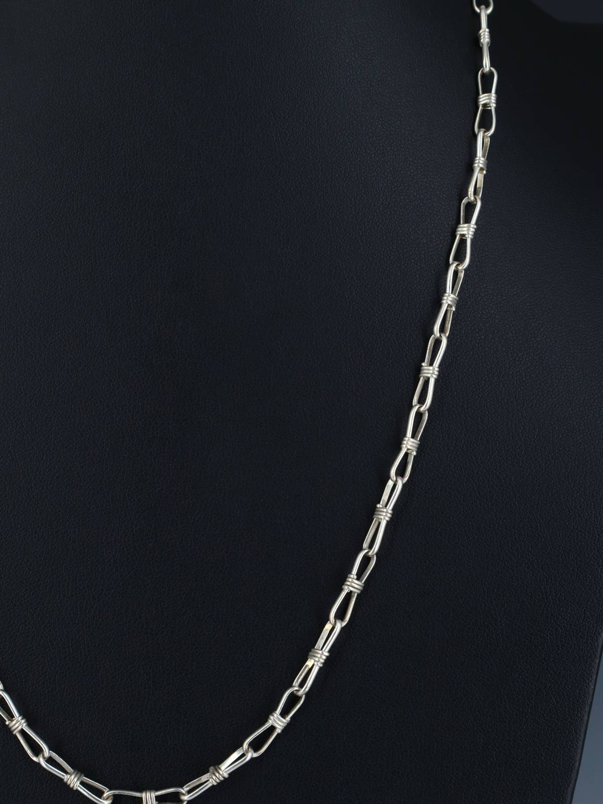 Navajo 24" Handmade Sterling Silver Link Chain Necklace - PuebloDirect.com