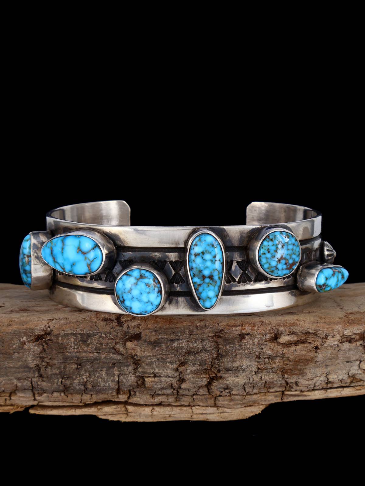 Native American Jewelry Kingman Turquoise Cuff Bracelet - PuebloDirect.com