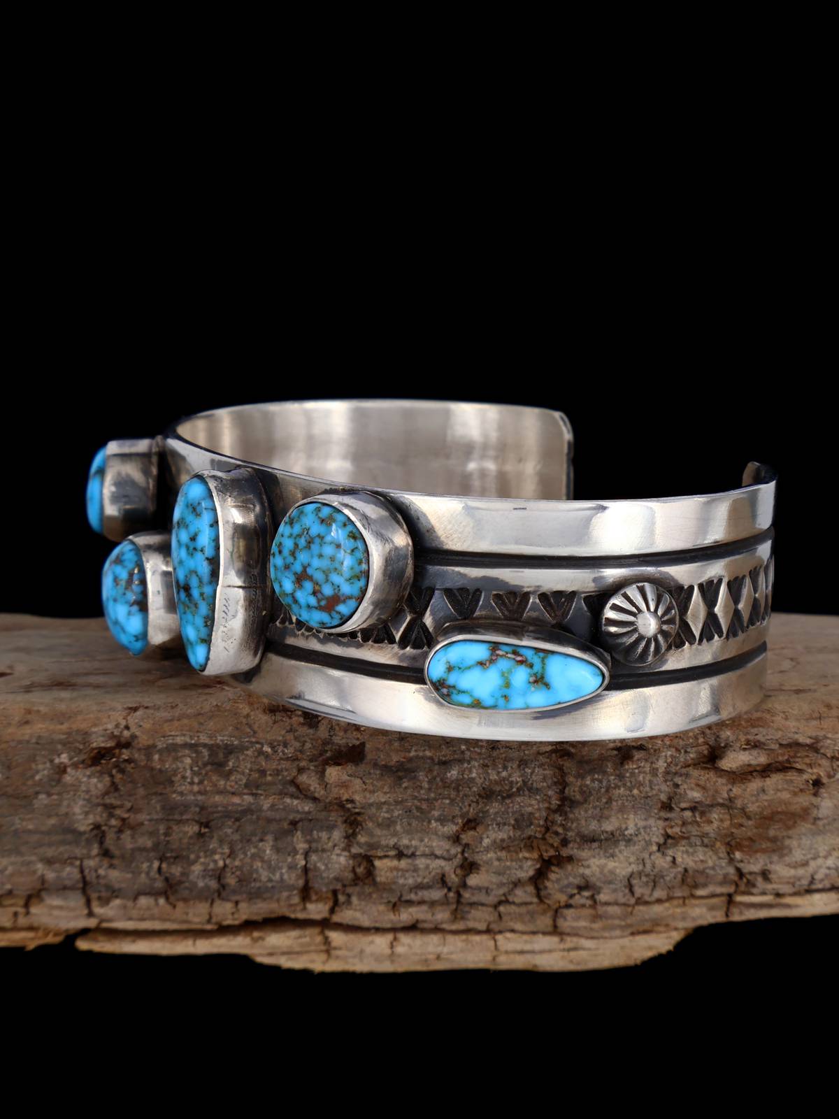 Native American Jewelry Kingman Turquoise Cuff Bracelet - PuebloDirect.com