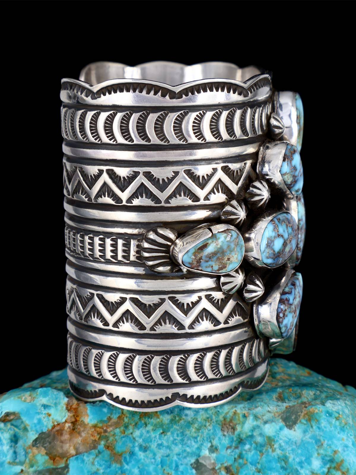 Native American Indian Jewelry Natural Dry Creek Turquoise Cuff Bracelet - PuebloDirect.com