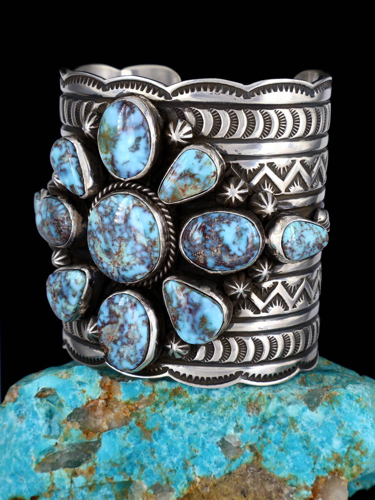 Native American Indian Jewelry Natural Dry Creek Turquoise Cuff Bracelet - PuebloDirect.com