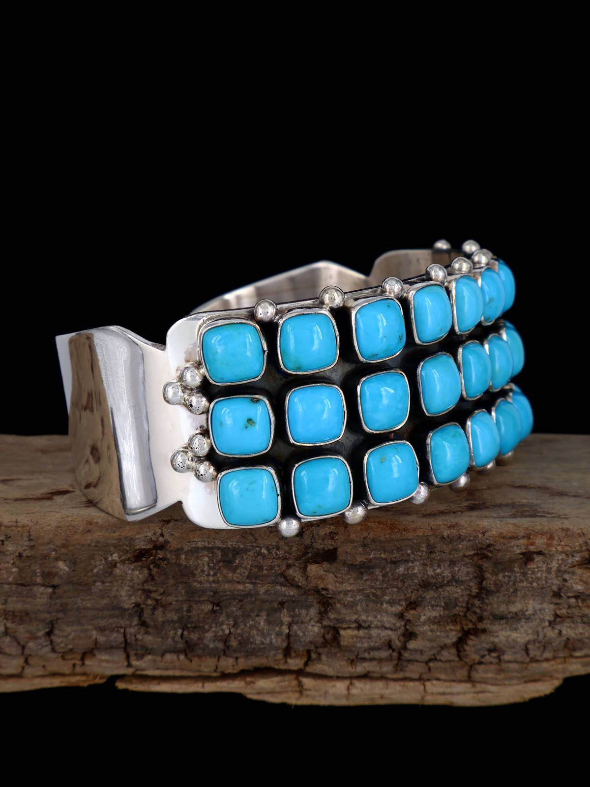 Native American Jewelry Sleeping Beauty Turquoise Sterling Silver Cuff Bracelet - PuebloDirect.com