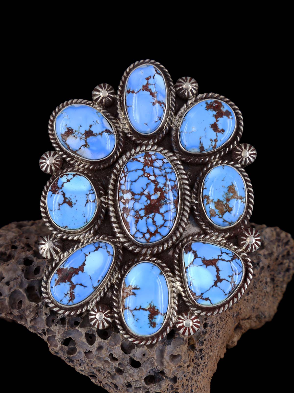 Native American Golden Hill Turquoise Ring- Adjustable, Size 7 1/2+ - PuebloDirect.com