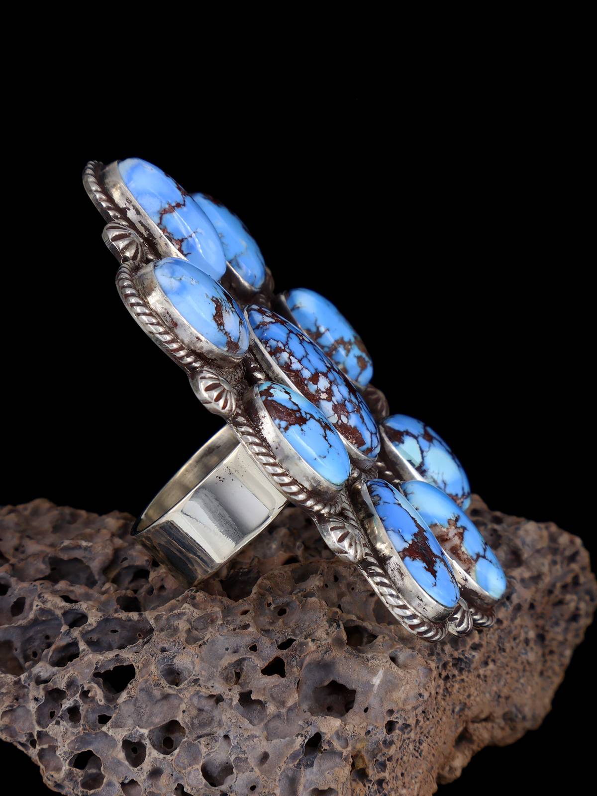 Native American Golden Hill Turquoise Ring- Adjustable, Size 7 1/2+ - PuebloDirect.com
