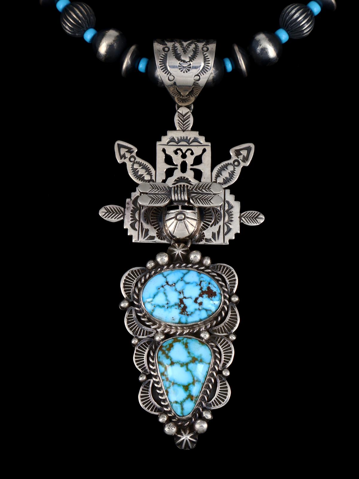 Colgante Nativo Americano de Plata de Ley Natural Royston Turquesa Kachina