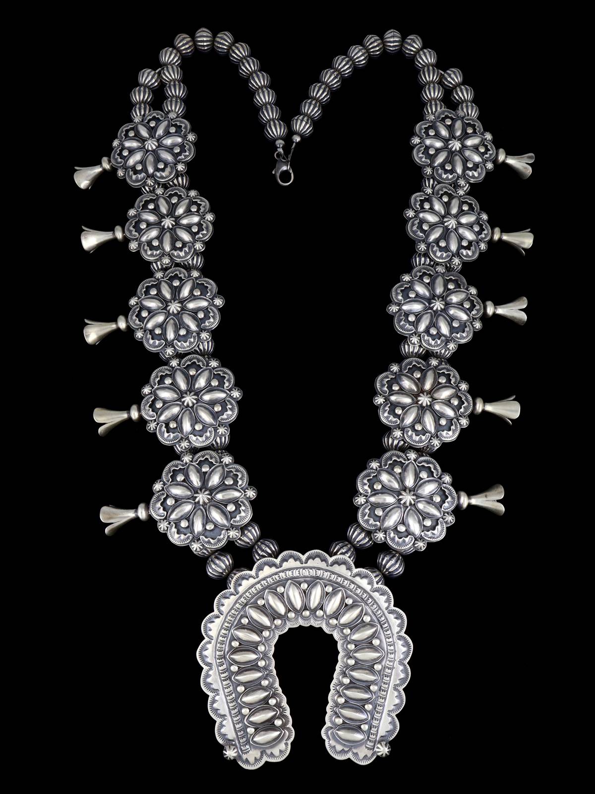 Native American Sterling Silver Squash Blossom Necklace - PuebloDirect.com