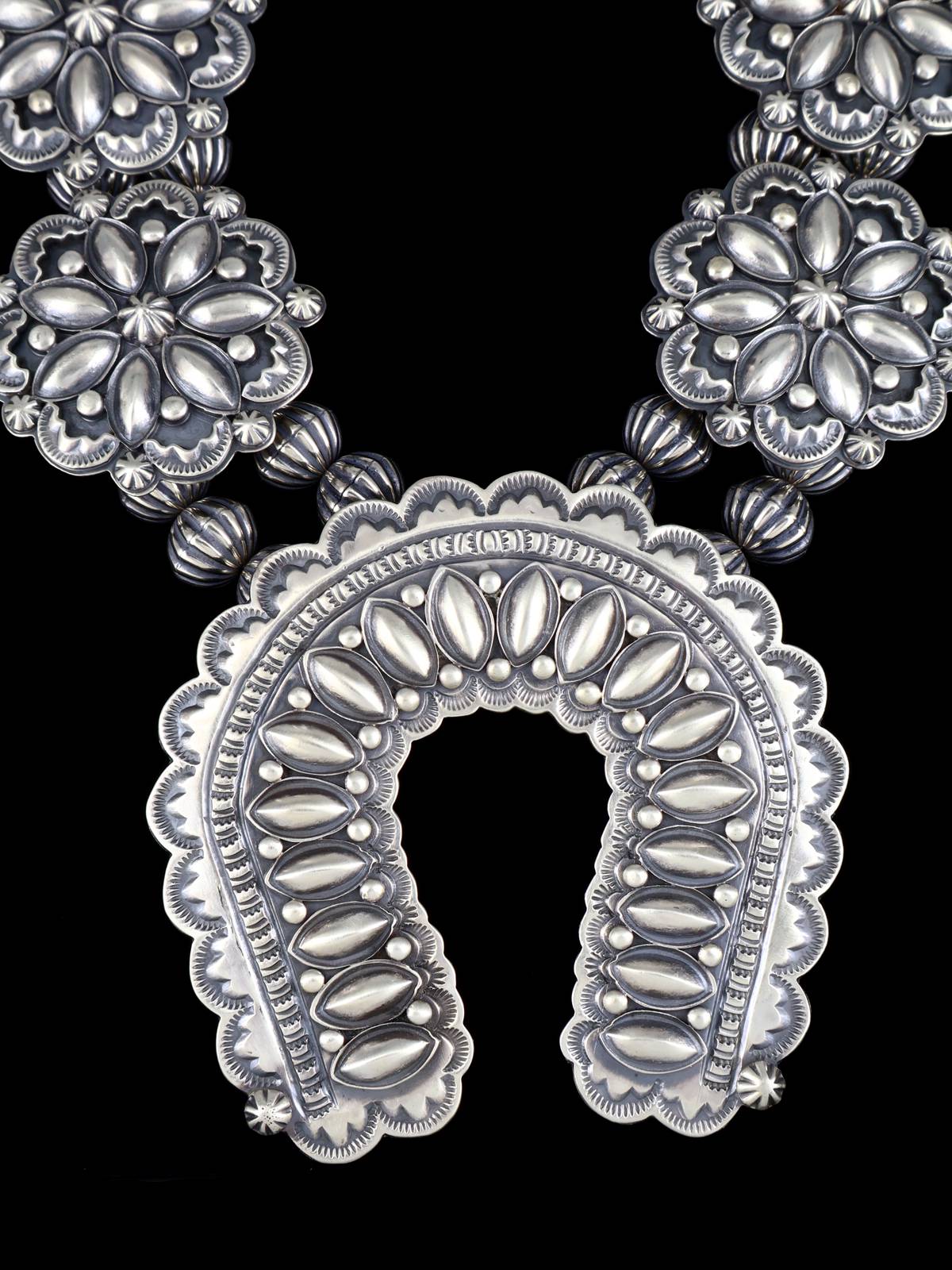 Native American Sterling Silver Squash Blossom Necklace - PuebloDirect.com