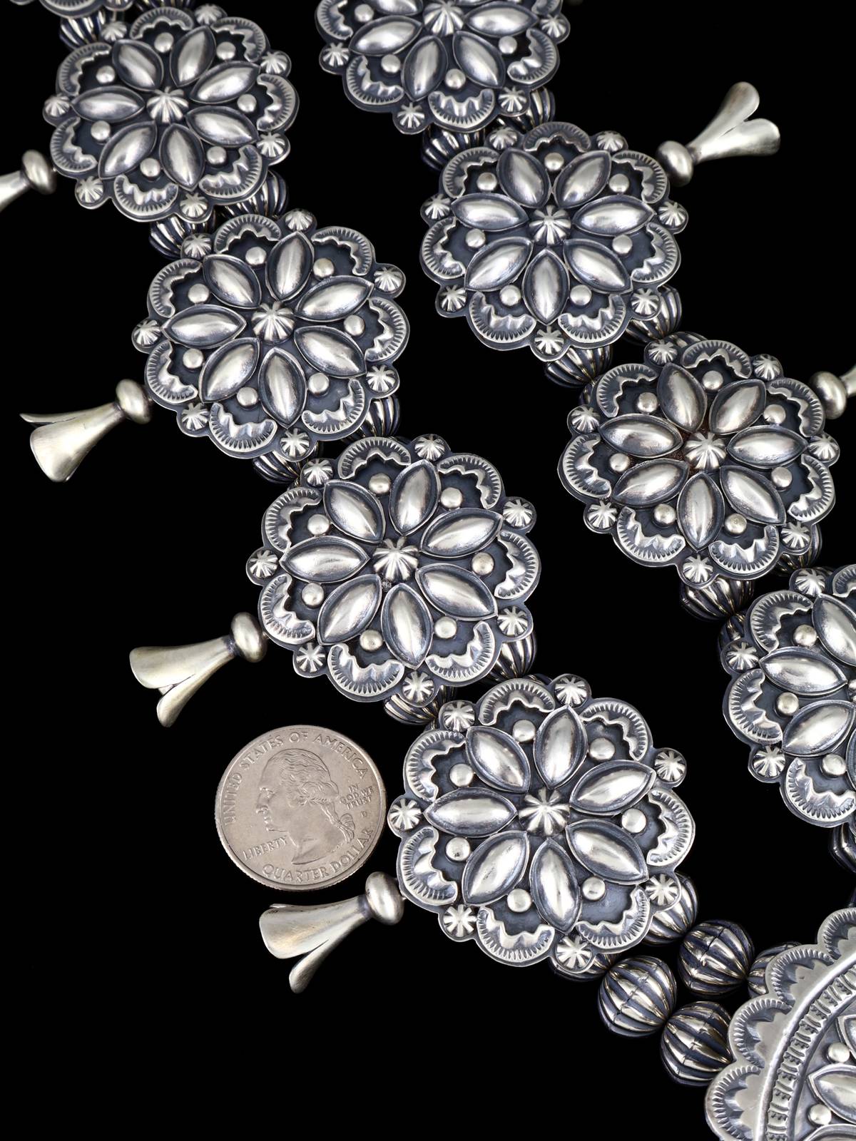 Native American Sterling Silver Squash Blossom Necklace - PuebloDirect.com