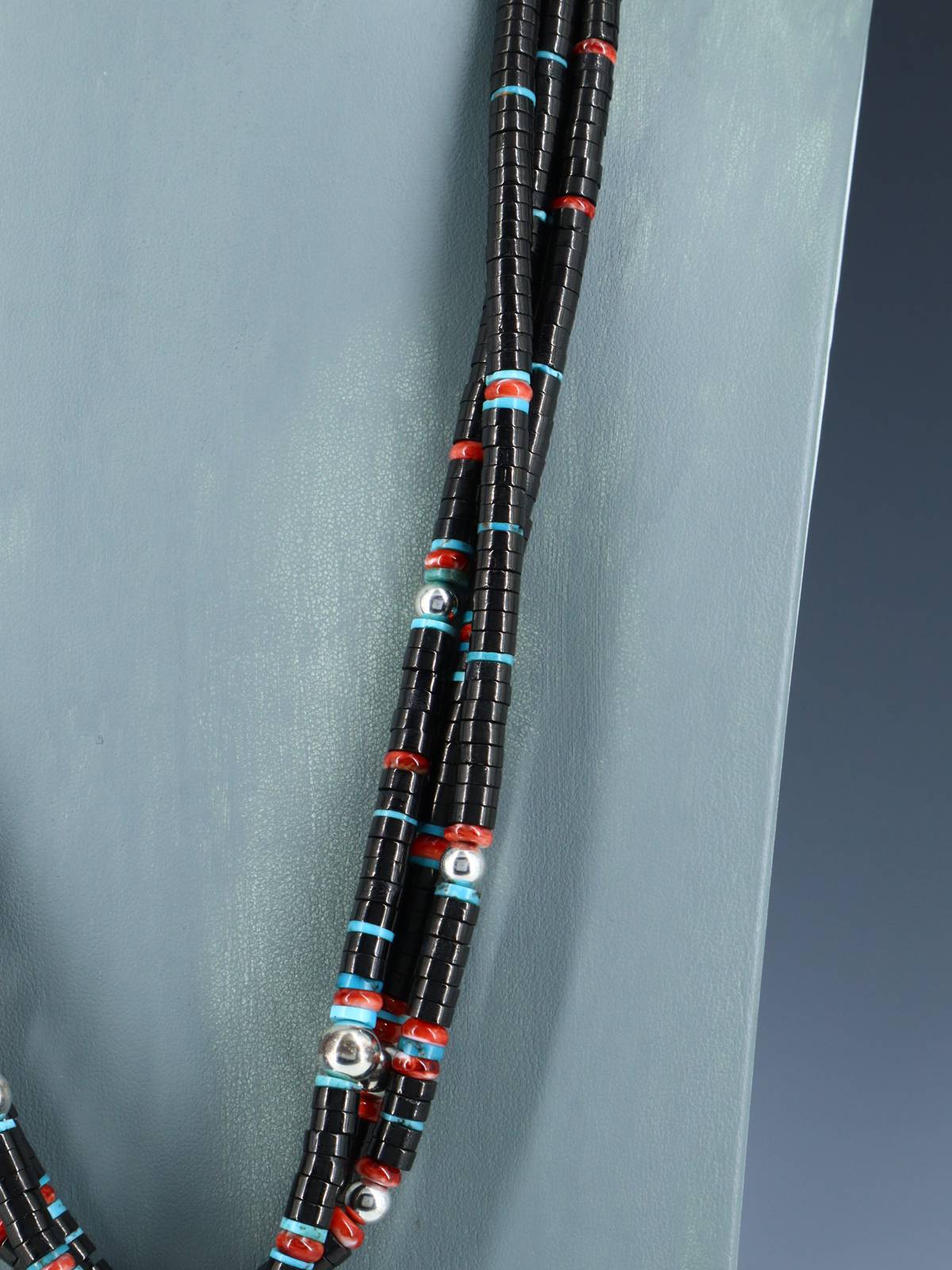 Native American Santo Domingo Black Jet and Turquoise Necklace - PuebloDirect.com
