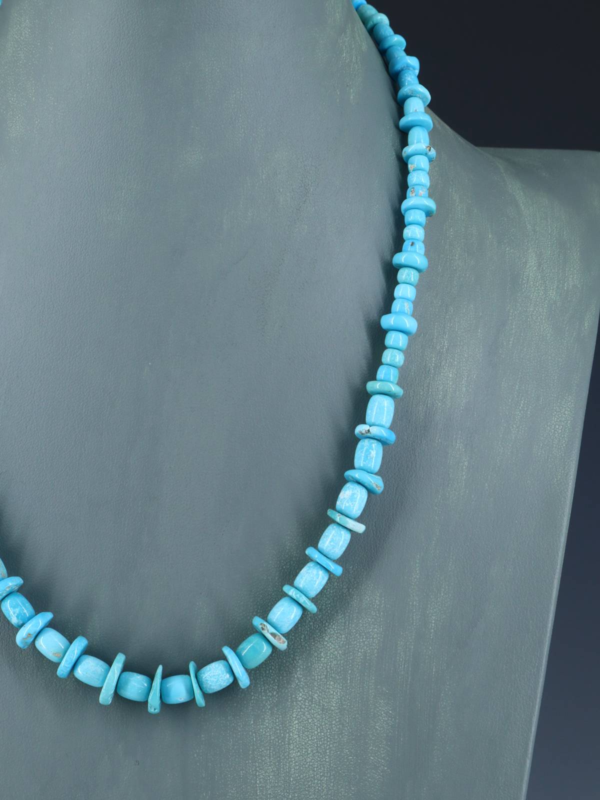 21" Sleeping Beauty Turquoise Beaded Necklace - PuebloDirect.com