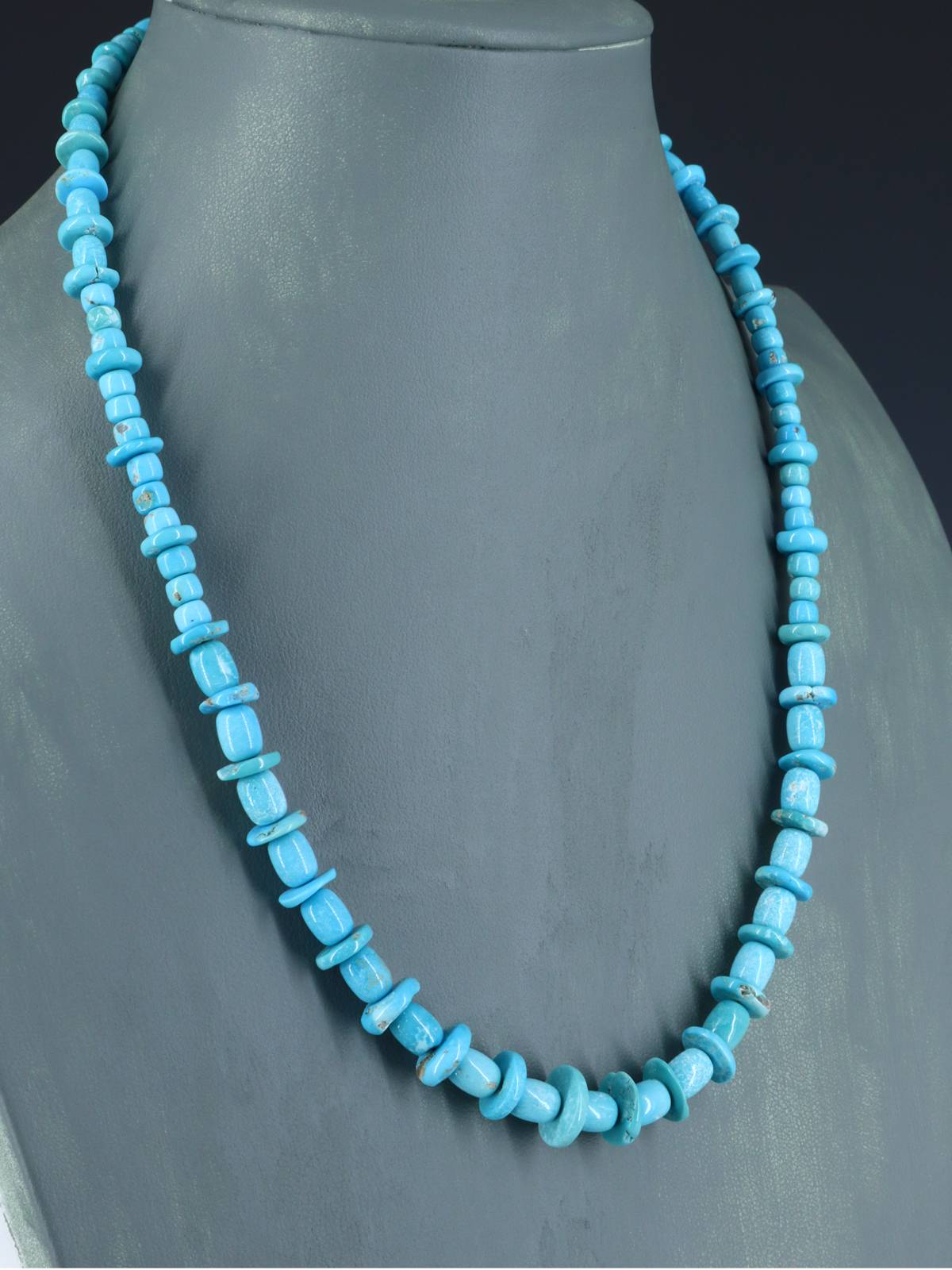 21" Sleeping Beauty Turquoise Beaded Necklace - PuebloDirect.com