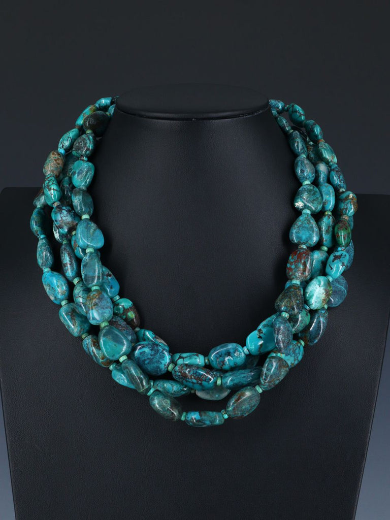 Chunky Native American Four Strand Sky Horse Turquoise Necklace - PuebloDirect.com