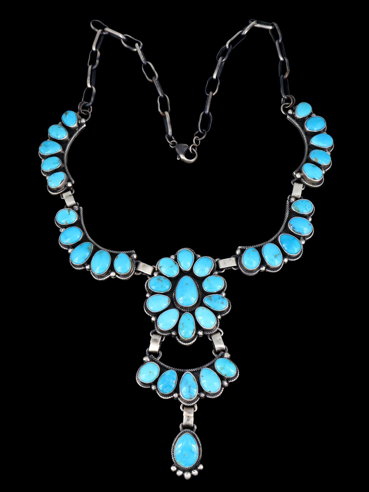 Native American Sterling Silver Turquoise Lariat Necklace - PuebloDirect.com