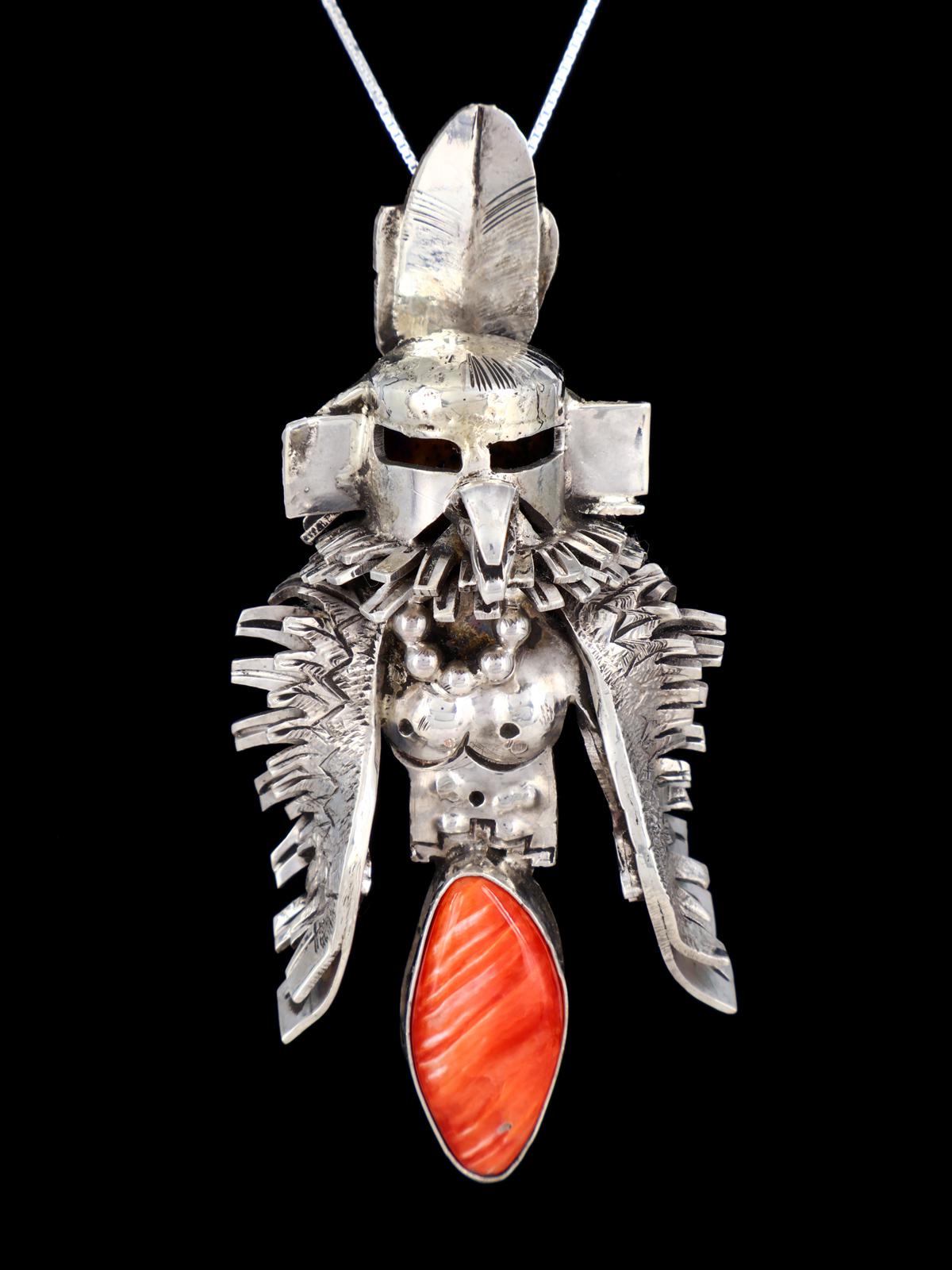 Native American Sterling Silver Spiny Oyster Eagle Pendant - PuebloDirect.com