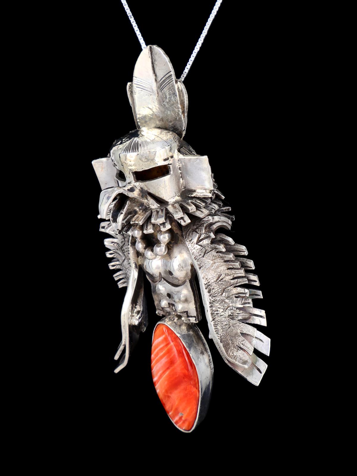 Native American Sterling Silver Spiny Oyster Eagle Pendant - PuebloDirect.com