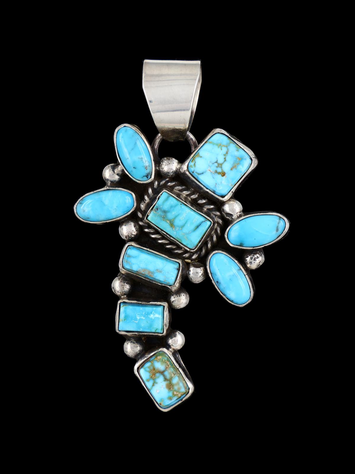 Navajo Kingman Turquoise Sterling Silver Dragonfly Pendant