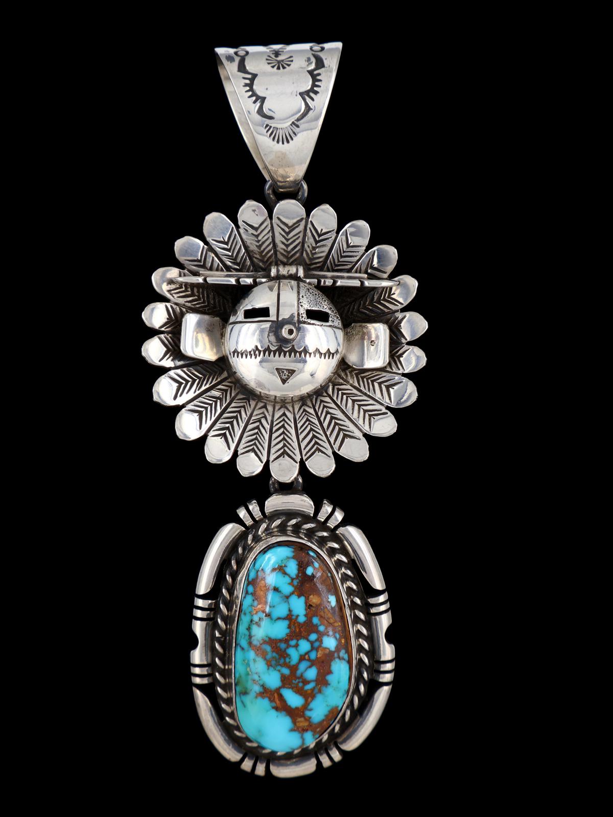 Native American Sterling Silver Royston Turquoise Kachina Pendant