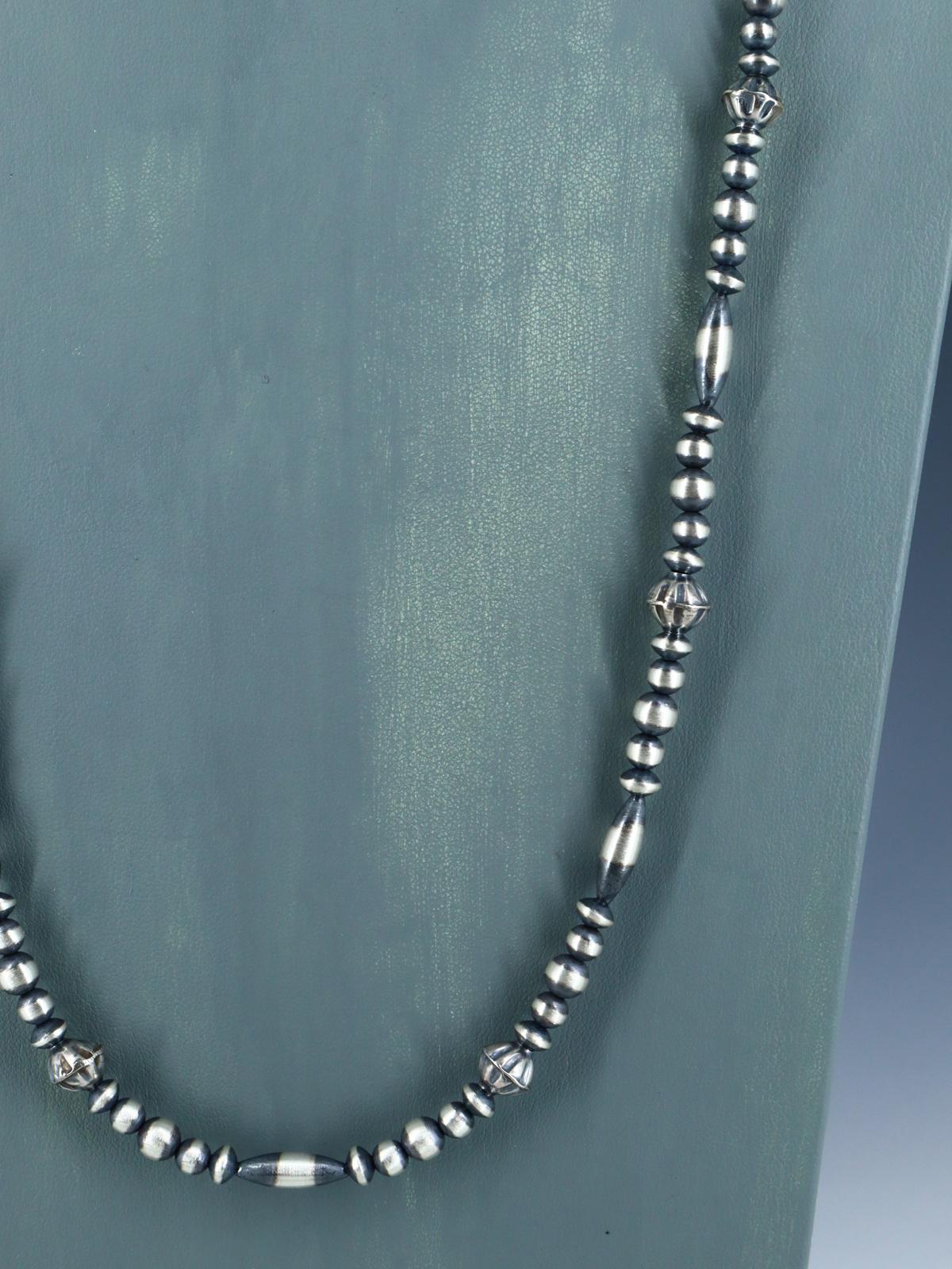 30" Native American Sterling Silver Bead Necklace