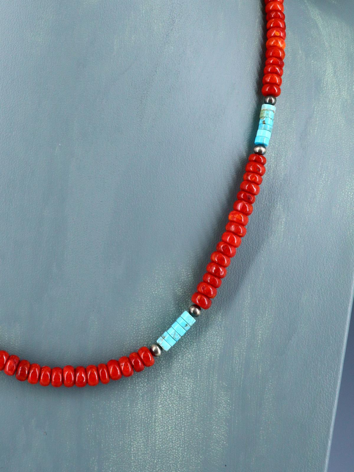 Collier Santo Domingo Single Strand Apple Corail et Turquoise