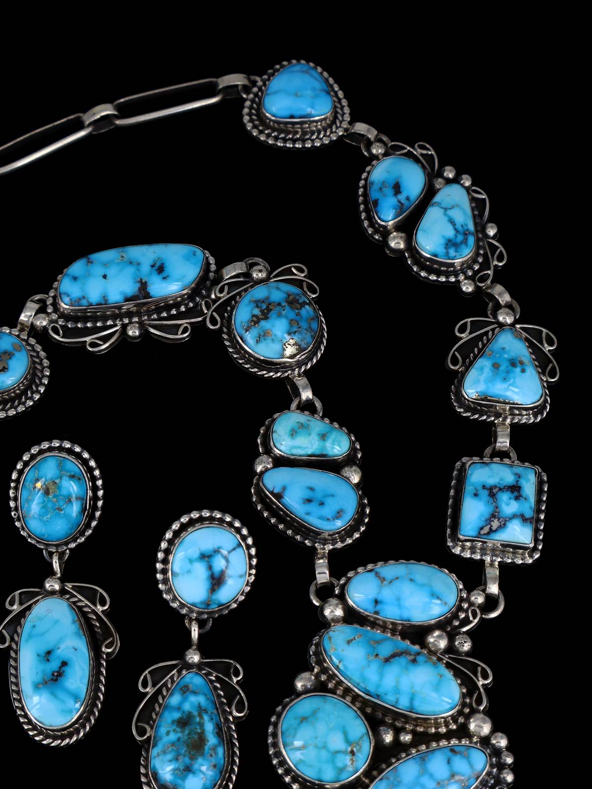 Native American Jewelry Kingman Turquoise Lariat Necklace Set - PuebloDirect.com