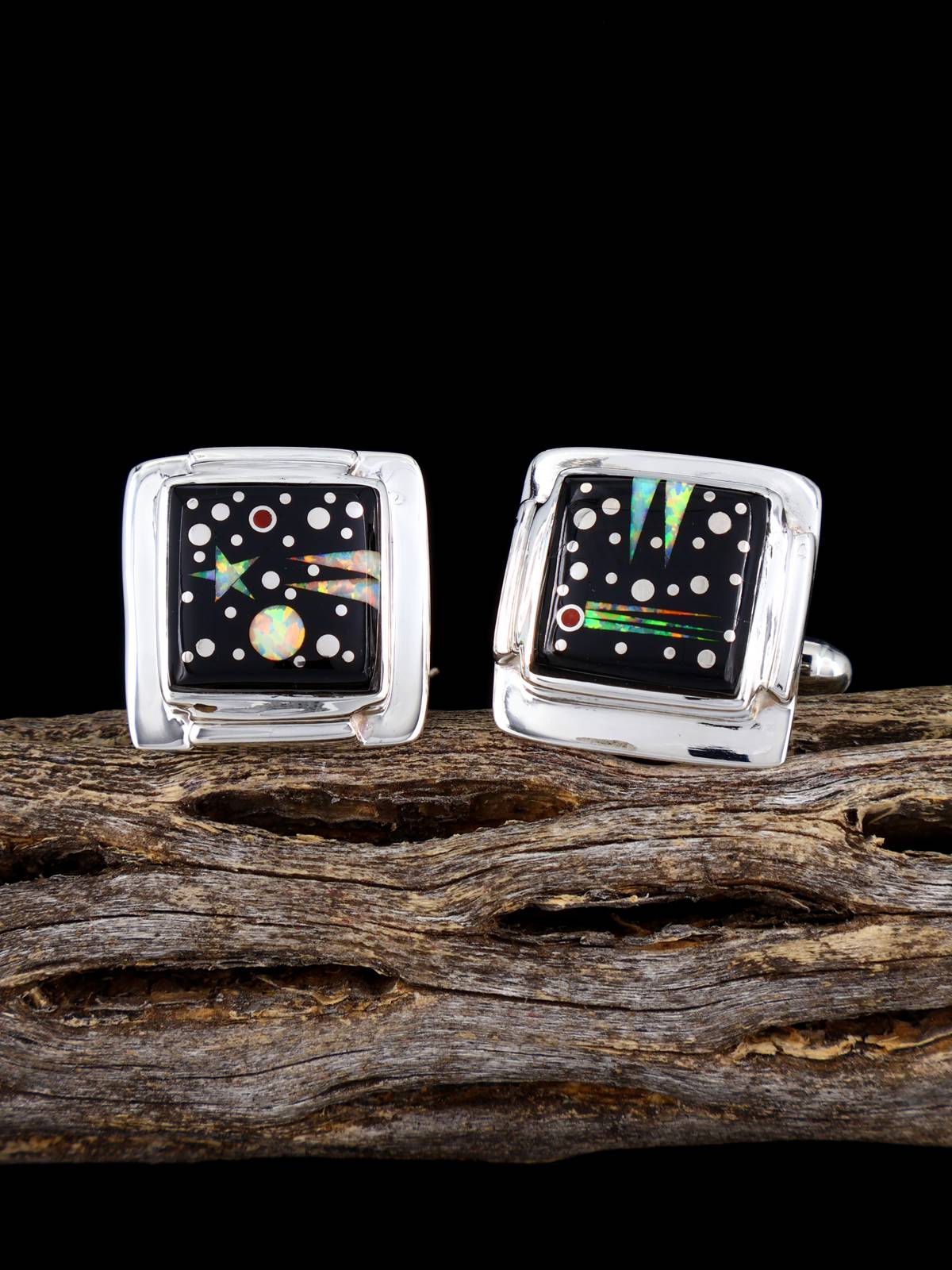 Night Sky Inlay Sterling Silver Cuff Links