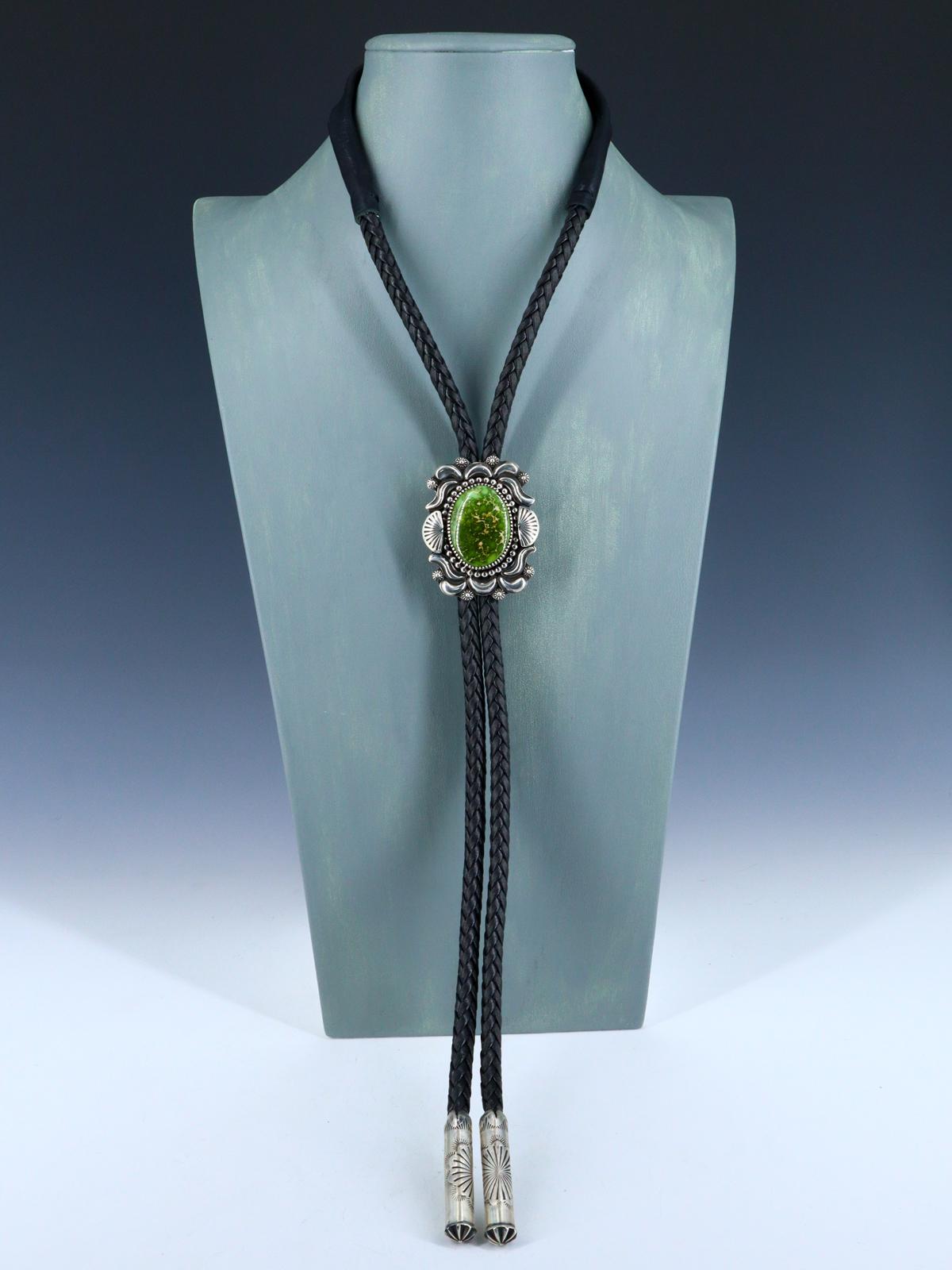 Native American Sterling Silver Sonoran Gold Turquoise Bolo Tie