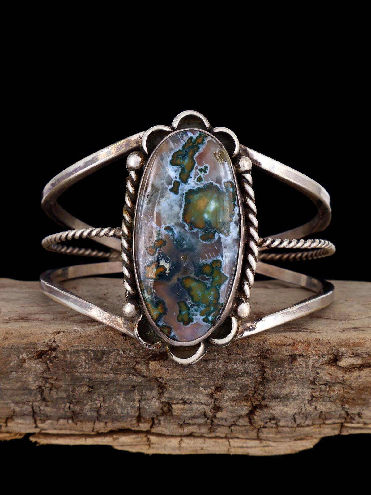 Estate Agate Sterling Silver Bracelet - PuebloDirect.com