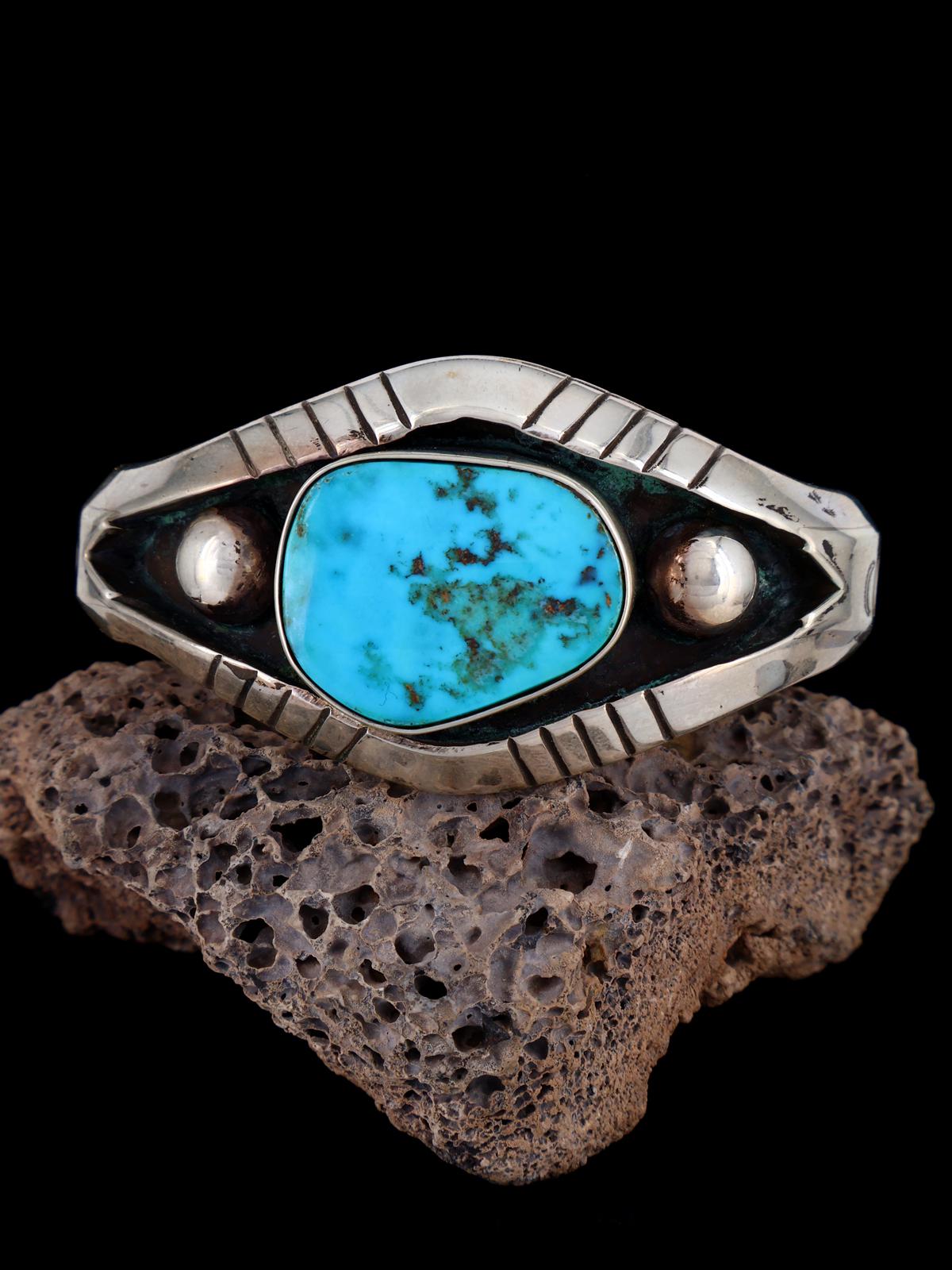 Vintage Turquoise Sterling Silver Bracelet - PuebloDirect.com