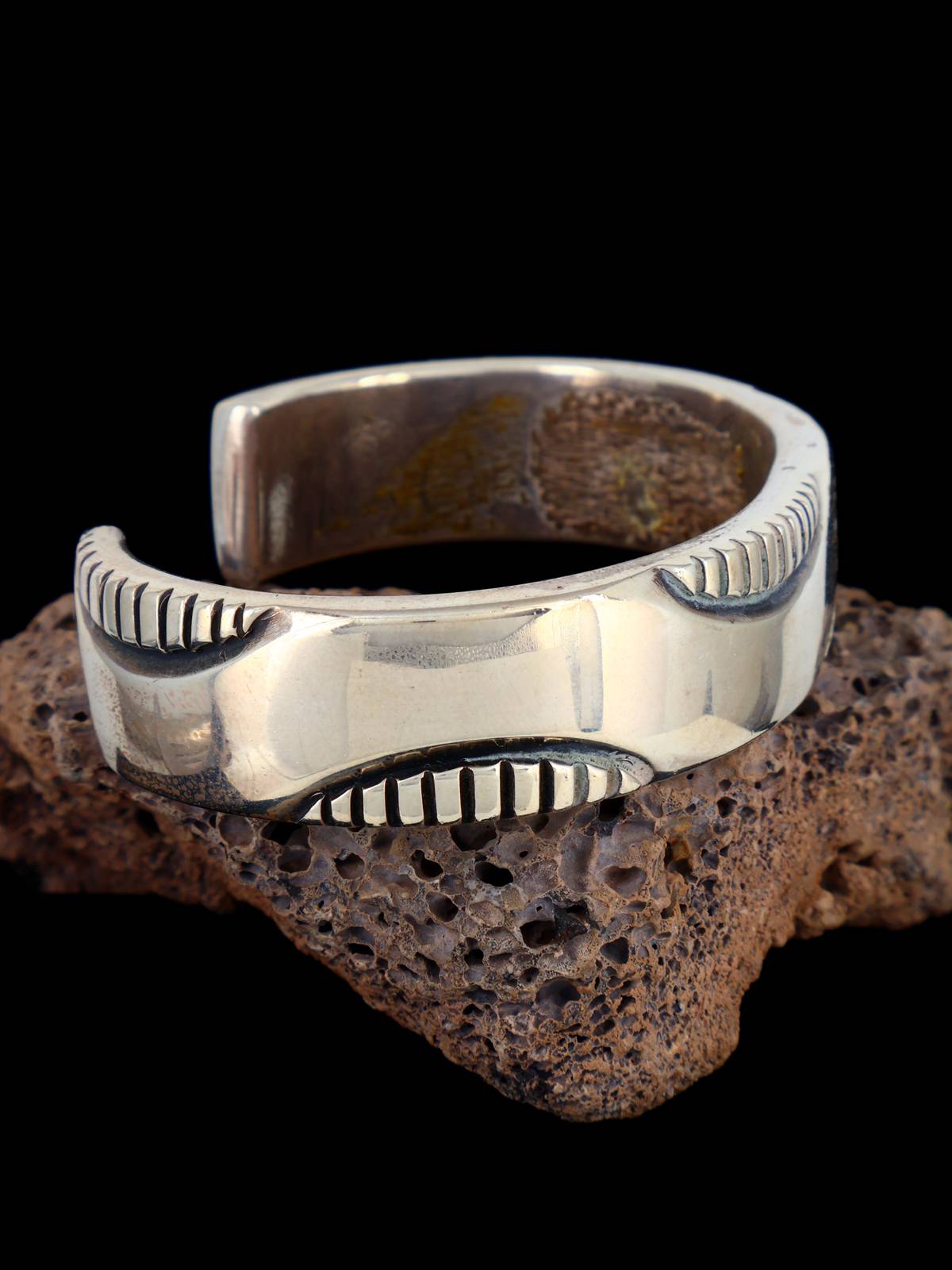 Vintage Navajo Heavy Gauge Sterling Silver Cuff Bracelet - PuebloDirect.com