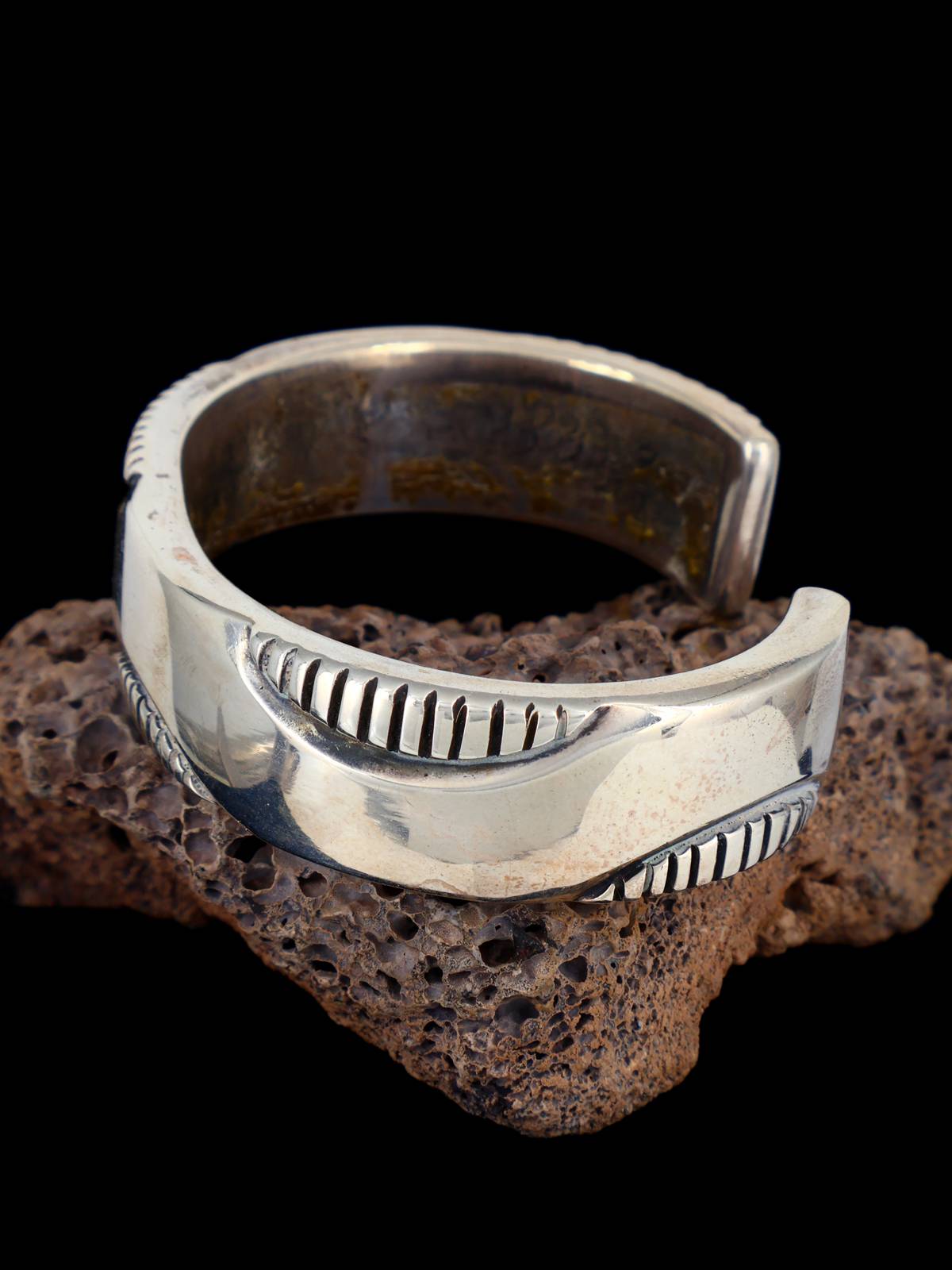 Vintage Navajo Heavy Gauge Sterling Silver Cuff Bracelet - PuebloDirect.com