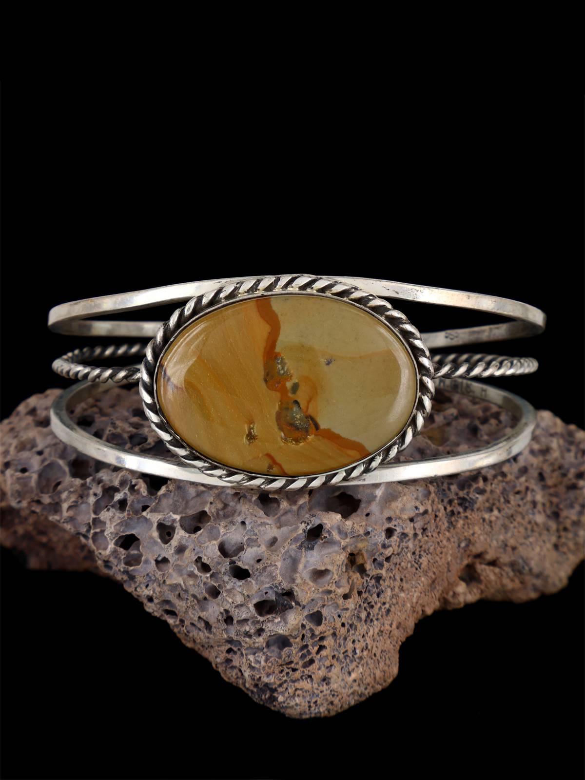 Estate Native American Jewelry Owyhee Jasper Cuff Bracelet - PuebloDirect.com