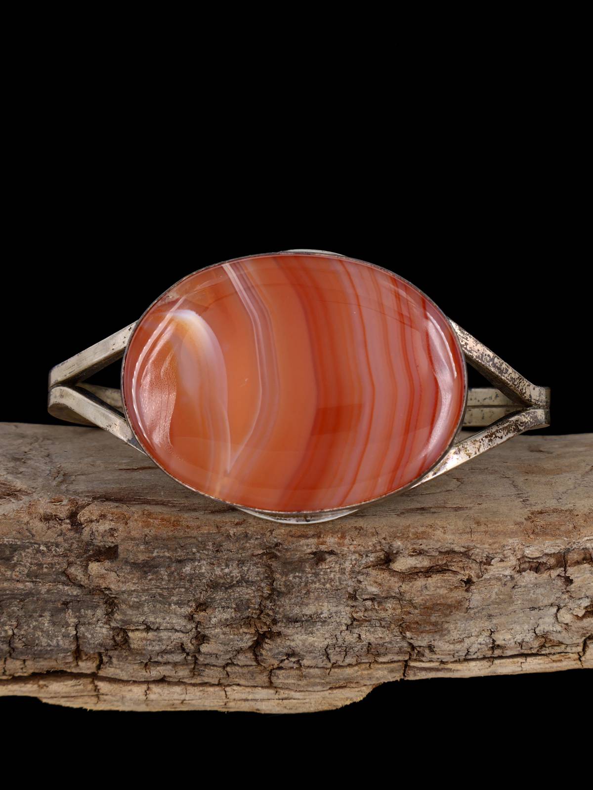 Vintage Native American Jewelry Agate Cuff Bracelet - PuebloDirect.com