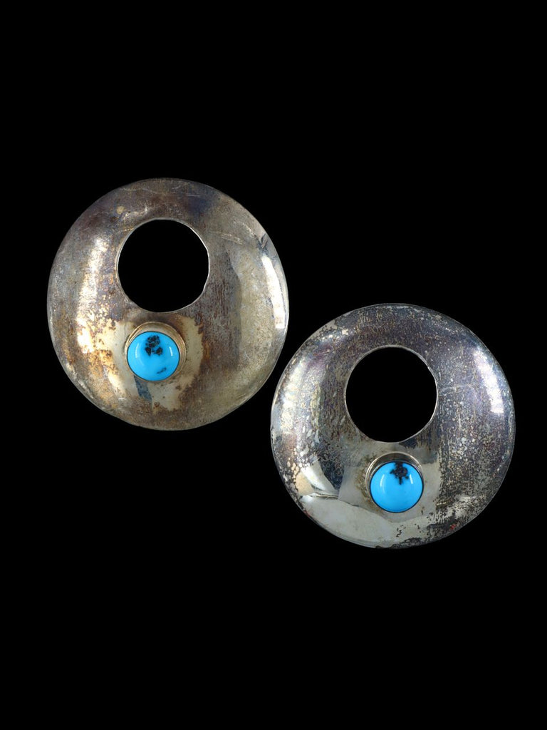 Vintage Sterling Silver Turquoise Post Earrings - PuebloDirect.com