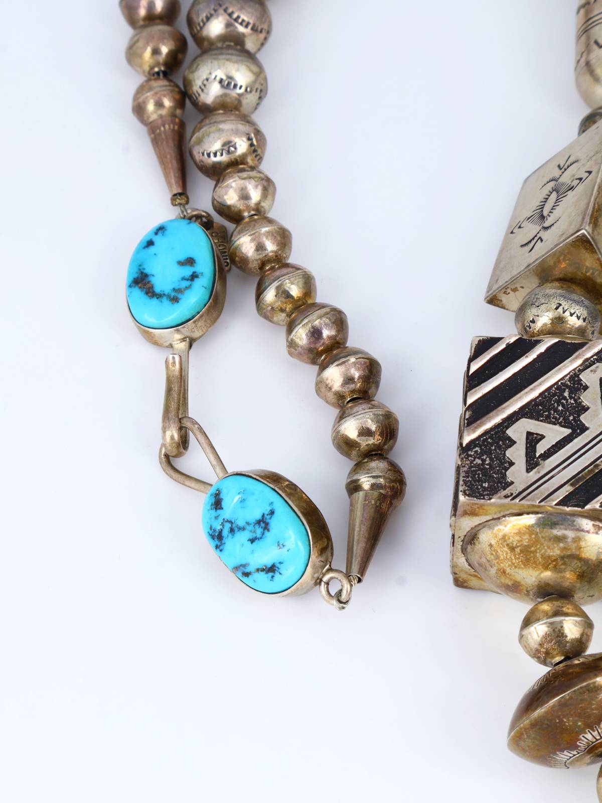 Vintage Native American Handmade Sterling Silver Bead Necklace - PuebloDirect.com