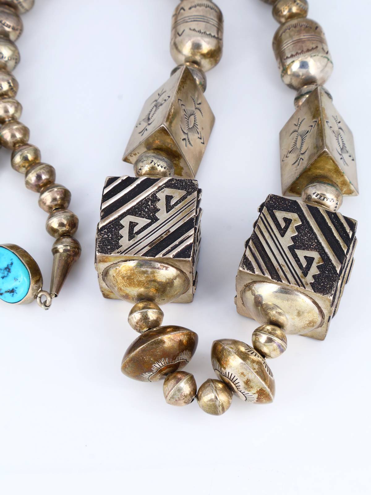 Vintage Native American Handmade Sterling Silver Bead Necklace - PuebloDirect.com