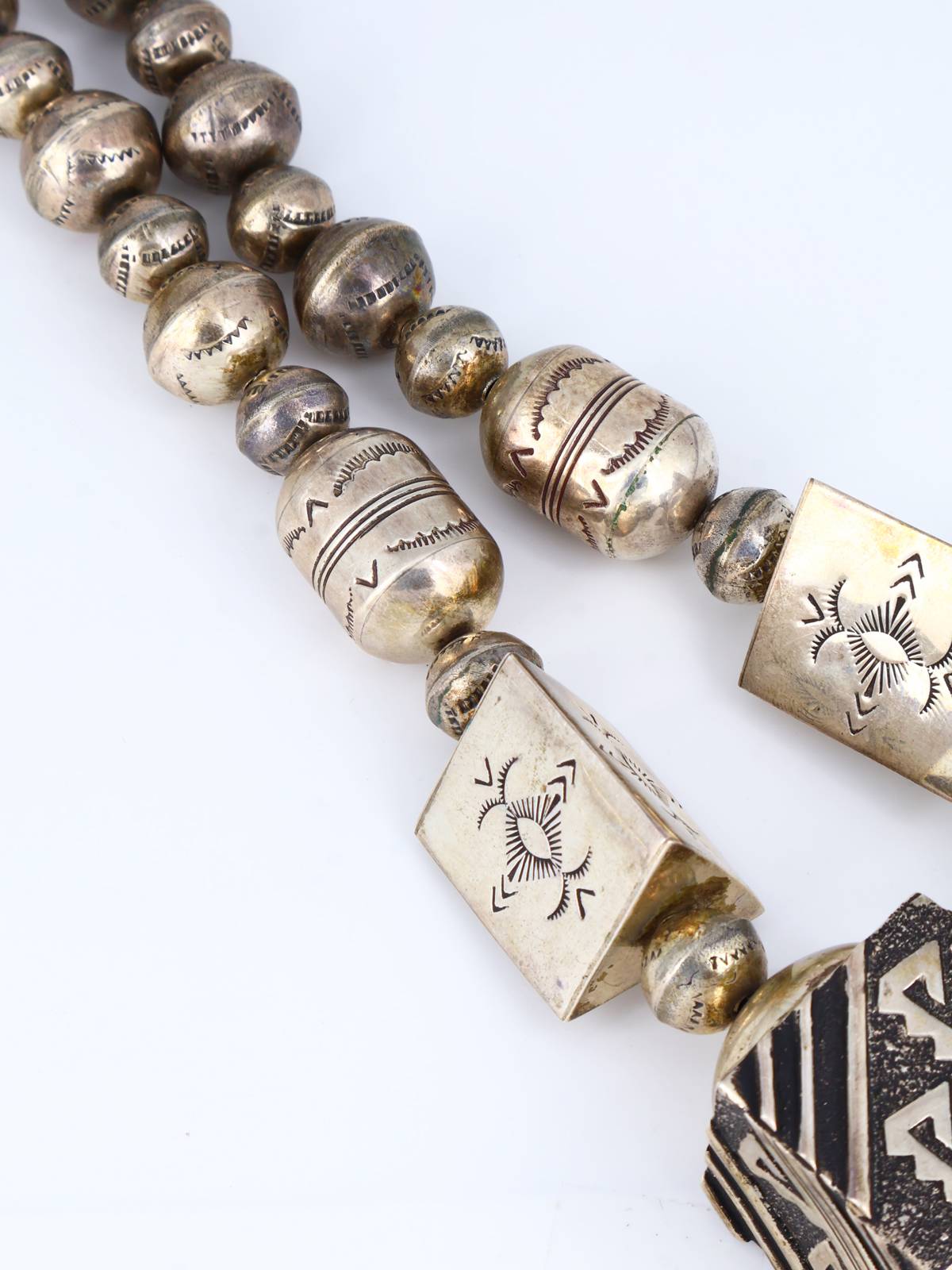Vintage Native American Handmade Sterling Silver Bead Necklace - PuebloDirect.com