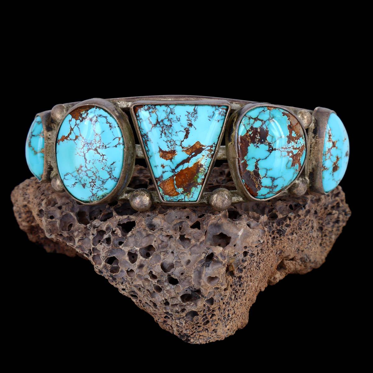 Vintage Native American Nevada Turquoise Sterling Silver Cuff Bracelet ...