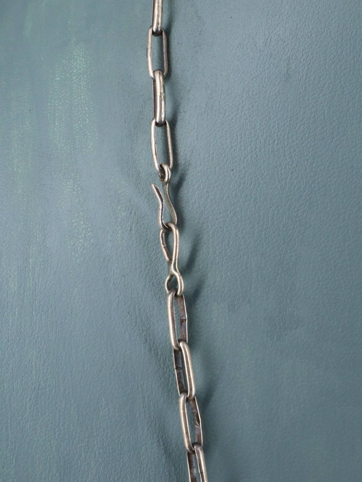 Vintage Native American Sterling Silver Needlepoint Turquoise Hand Made Chain